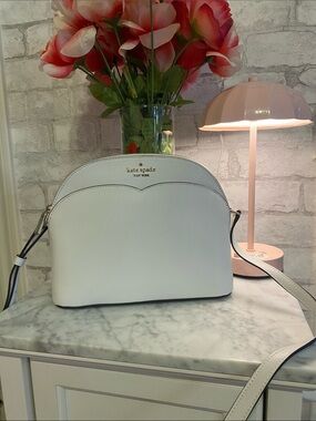 kate spade White Dome Crossbody with Gold Logo